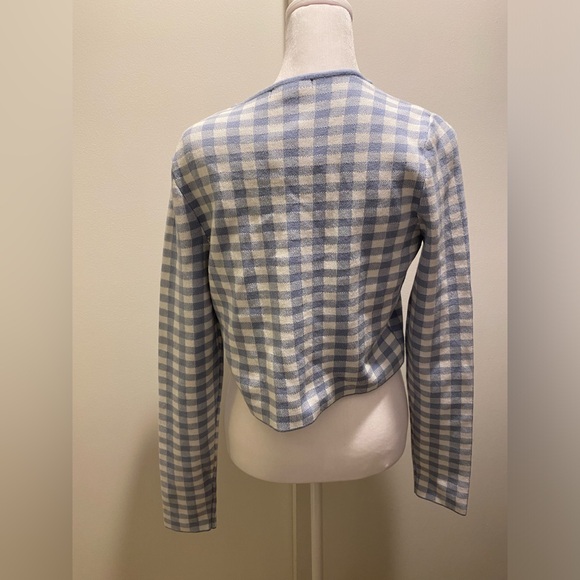 Forever 21 Gingham Button Up Sweater - Picture 2 of 4